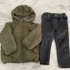 ♡プティマイン♡星柄もこもこアウター&ミッキーデニム　サイズ90