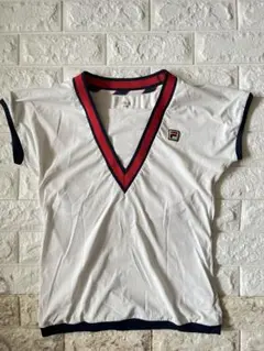 FILA Vネック テニスTシャツ ホワイト