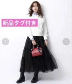 580【新品タグ付】JUSGLITTYスパークルチュールスカート