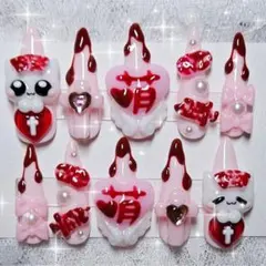 636 現品　ネイルチップ　量産型　地雷　平成女児　魔法少女　萌　血　ナース