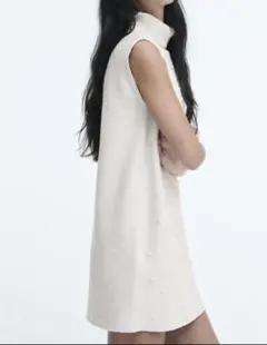 ZARA ハイネック フェイクパール ソフトニット ワンピース S 今期完売品