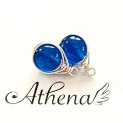 天然石ネイビーブルージェイド巻きピアス