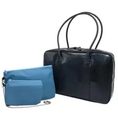 トートバッグ スクールバッグ ブラック レザー 肩がけ ポーチ付き 通学 通勤