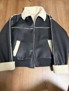 MONO-MART フェイクレザー ボアブルゾン ブラック L