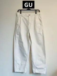 GU デニムカーブタックパンツ M OFF WHITE