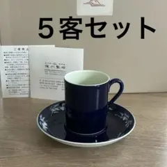 【元箱　未使用】有田焼　深川製磁　デミタスカップ＆ソーサー　5客セット　瑠璃