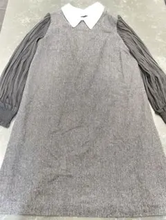MISCHMASCH ミッシュマッシュ　ワンピース　グレー　袖部分シフォン