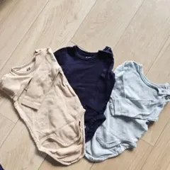 H&M オーガニックコットン 長袖ロンパース 2-4ヶ月 3色セット　66cm