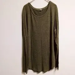 オールドネイビー 杢 Ｔシャツ クルーネック長袖 L カーキ カットソー ロンTのサムネイル