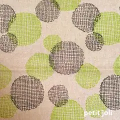生地（ハギレ）petit joli 北欧風　水玉　ダークブラウン✕グリーン