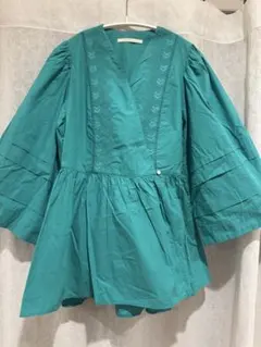 美品 ヌキテパ インド綿 ピンタック ショートスリーブシャツ 薄紫
