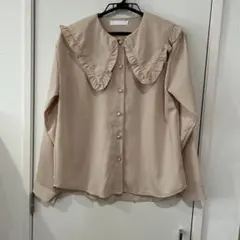 長袖ブラウス　ビッグカラー　くすみピンクのサムネイル