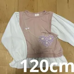 キッズ 長袖カットソー 120cm 重ね着風