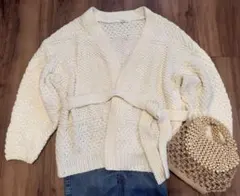 plage＊ハンドニットガウンカーディガン＊ホワイト＊free