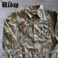 00s archive Midas グランジ加工 迷彩デニムジャケット 2(L)