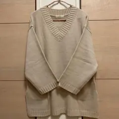 美品【cepo Vネックニット長袖ロングセーター】M【チュニック】セポ　春先