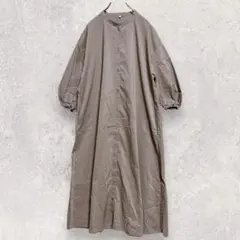 無印良品 シャツワンピース L ベージュ バンドカラー きれいめ カジュアル