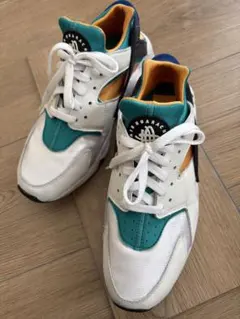 ハイカットスニーカー ホワイト/ターコイズ/オレンジ