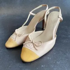 シャネル　CHANEL　ヒールパンプス　ミュール　ココマーク　ストラップ　34