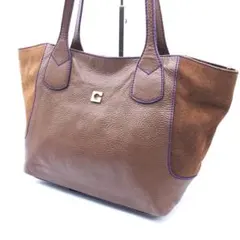 ゲラルディーニ トートバッグ ショルダー レザー 本革 ブラウン 茶色 ロゴ金具