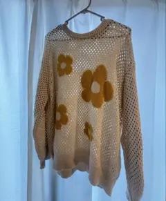 花柄メッシュニット 透け感ニット 春服 レディース シアーシャツ