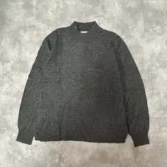 ハイネックニット ウール100％ チャコールグレー モックネック 秋冬