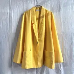 慈雨 アシンメトリーブラウス 明るいイエロー しわ加工 薄手上着 