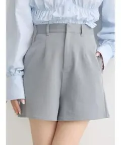 グレー ワイドシルエット ハーフパンツ　レディース