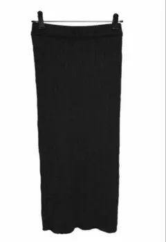 黒 リブ編み タイトスカート