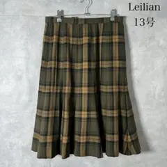 Size 13 Leilian Checkered Tartan Pattern Tasmania Wool Skirt N2056