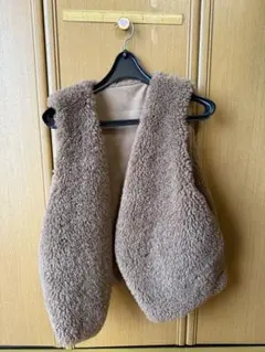 ブラウン フェイクファーベスト ノースリーブ