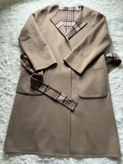 ウール混合リバー　ロングコート