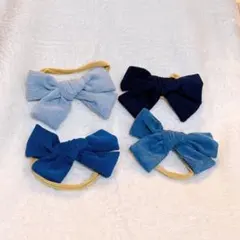 キッズ ヘアゴム 4個セット 各10cm ブルー 寒色系 ヘアアレンジ 可愛い