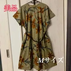 連休値下げ　花柄リネン風ワンピース Mサイズ　春夏