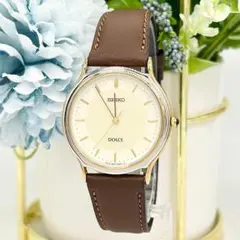 SEIKO DOLCE 5E31-7A40 新品電池 純正尾錠 新品レザーベルト - メルカリ
