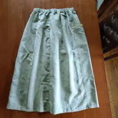 着物リメイク　織柄入り　ギャザースカート サイドポケット付き　シルバー系