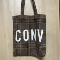 CONVERSE® チェック柄トートバッグ　ラウンドロゴ