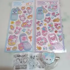 平成ハッピーフォン　フワフワらびちゃん　おはじきシール風前髪クリップ