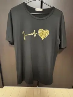 半袖 Tシャツ ブラック ヒョウ柄 ハートのサムネイル