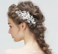 フラワーリーフ コーム＜シルバー＞☆ ヘアアクセサリー ボンネ ヘッドドレス