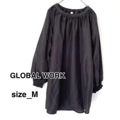 GLOBAL WORK ボリュームスリーブブラウス 半袖 M アイボリー
