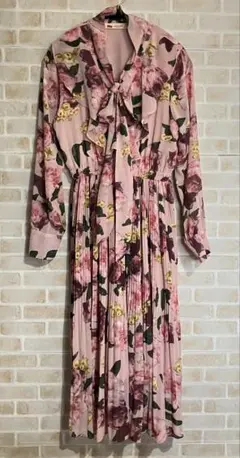 AMARPHIE ワンピース ボウタイ フラワープリント シフォン