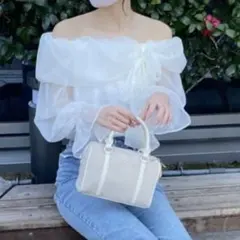 NICECLAUPオフショルリボンブラウス