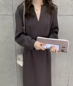 ウエストタックキーネックワンピース