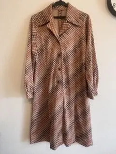 【古着】ベージュレトロワンピース