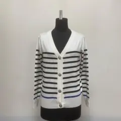 Rejoove 長袖カーディガン ボーダー柄 ホワイト系 S～M相当