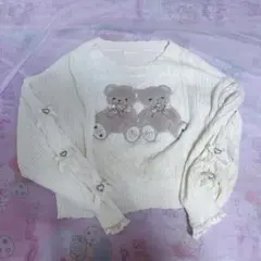 LIZLISA Twin Bearsニットトップス 白色♡のサムネイル