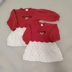 長袖ワンピース2枚セット 80 双子