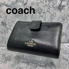 ★coach・コーチ★美品‼️二つ折財布　黒　Lフャスナー