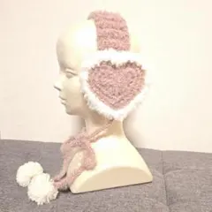 ハート型耳あて・イヤーマフ ピンク ハンドメイド
